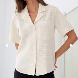 AYR Women’s 100% Cotton the pool boy top in off-white cotton Straw Medium